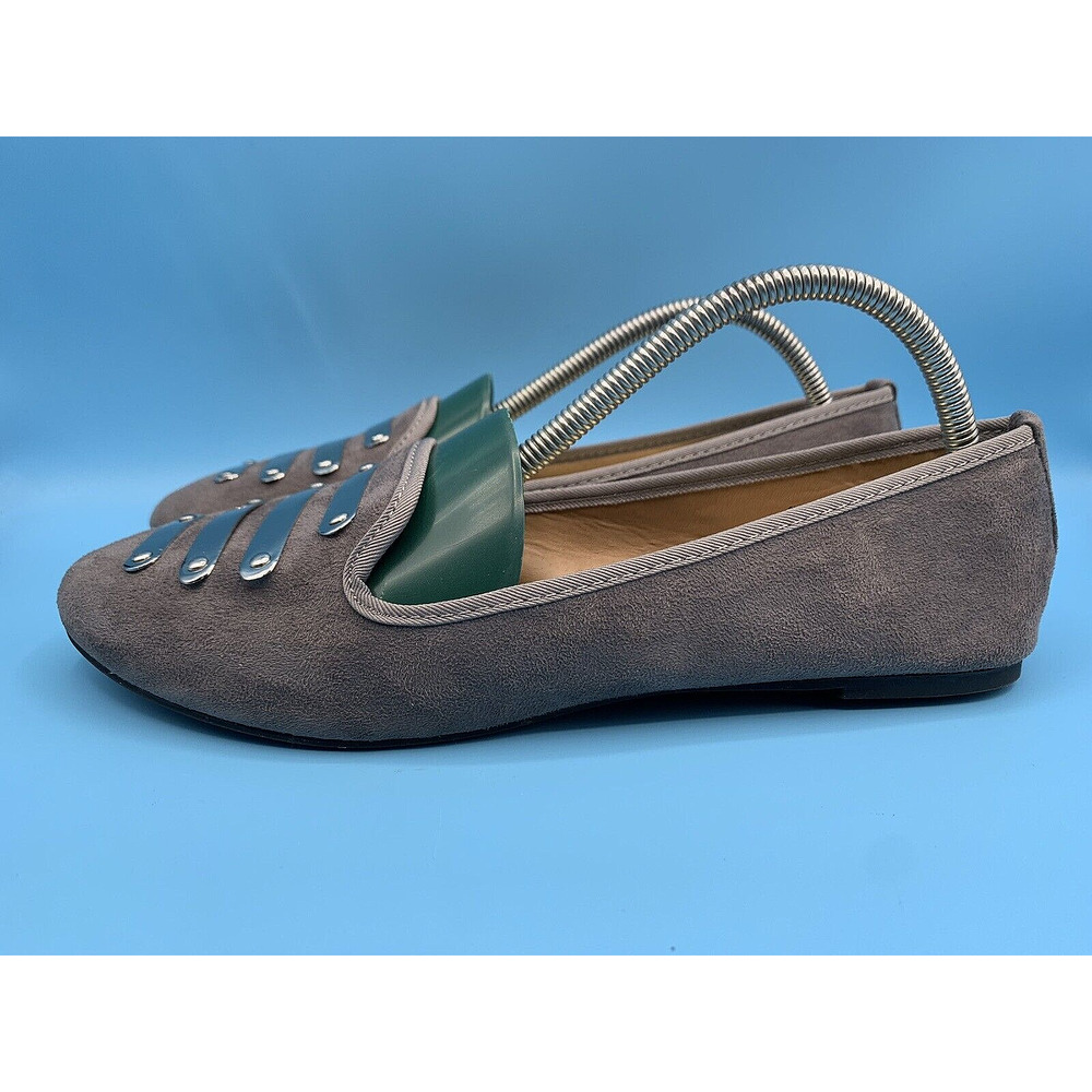 NINE WEST QUINNOL 1 Gray Loafers Slip-On Shoes w/ Metal Accents Women's Size 9